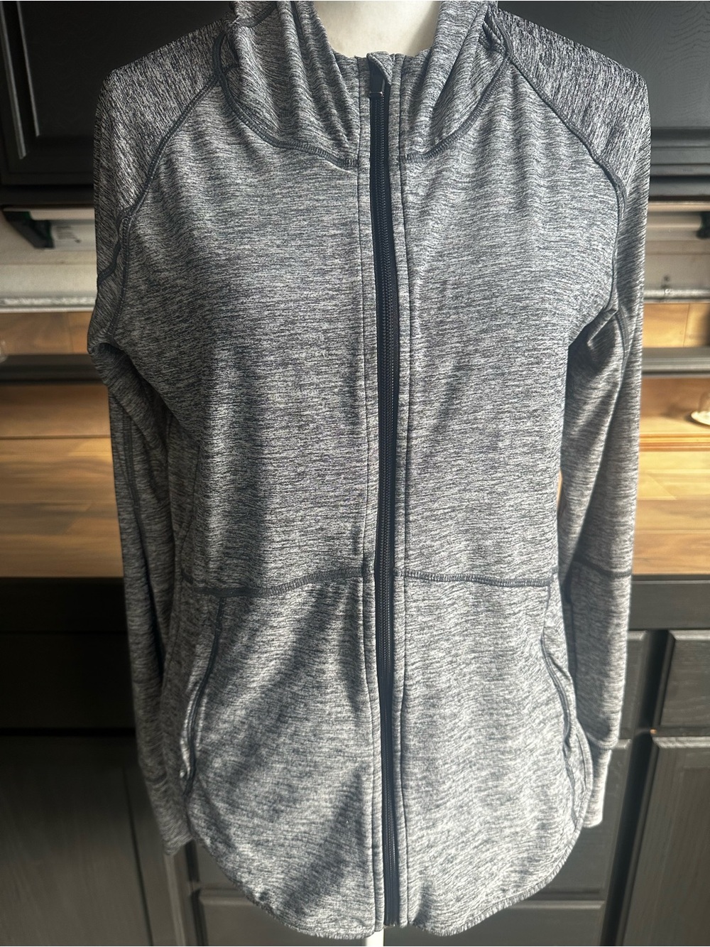 Athleta Heathered Gray Full-Zip Hoodie Jacket